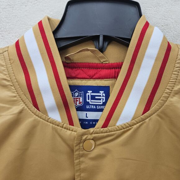 ULTRA GAME MEN'S LARGE SAN FRANCISCO 49ERS VARSITY SATIN BOMBER JACKET NWT - Picture 2 of 4